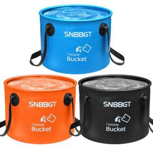 lot 2082 image: SNBBGT 3 Pcs Collapsible Water Bucket Set 20L (5-Gallon) Black Orange Blue