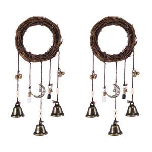 lot 2089 image: OQUQO Witch Bells Hanging Wreath Wind Chime Iron 2 Pack 9.84 Inch