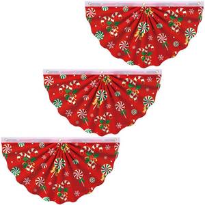 lot 2098 image: Outus Christmas Pleated Fan Flag Bunting 3 Pcs 1.5 x 3 Ft Snowflake Design