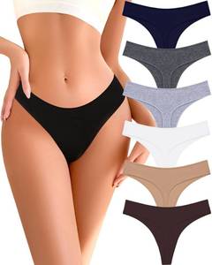 lot 2099 image: Ready To Love Womens Cotton Thongs Underwear 6 Pack - SIZE L