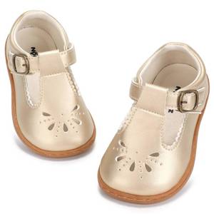 lot 2104 image: Noorkiz Toddler Girls Wide Toe Box Mary Jane Ballet Flats Gold T7