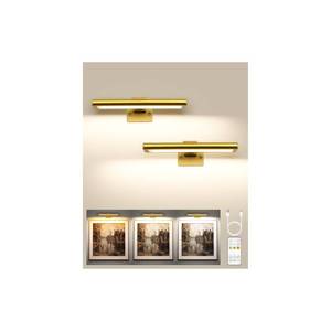 lot 2105 image: EZVALO Rechargeable LED Picture Light for Wall 7.87-Inch Gold 2 Pack