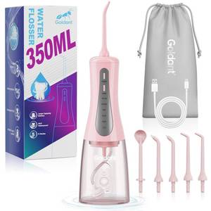 lot 2123 image: GOLDANT Water Dental Flosser 350ML Cordless Rechargeable Oral Irrigator Pink