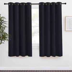 lot 2142 image: NICETOWN Black Blackout Curtain Panel 55 x 68 Inch 8 Grommets
