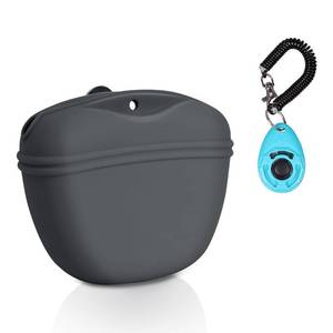 lot 2150 image: Left&Right Dog Clicker Training Kit Silicone Treat Pouch Dark Grey