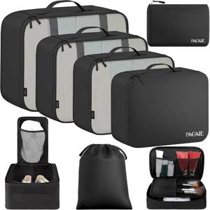 lot 2173 image: BAGAIL Packing Cubes 8 Piece Luggage Organizer Set Jet Black