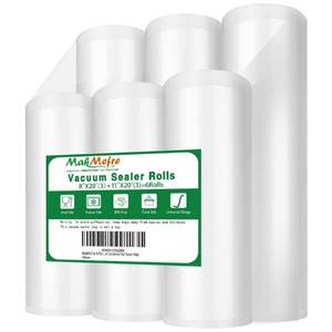 lot 2186 image: MakMeFre Vacuum Sealer Bag Rolls 8in x 20ft and 11in x 20ft 6RL
