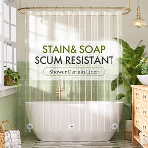 lot 2196 image: Bathway Clear Shower Curtain Liner 72x72 PEVA with 3 Magnets