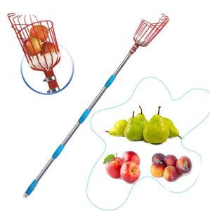 lot 5535 image: HOSKO Fruit Picker Pole 8Ft Adjustable Stainless Steel With Metal Basket
