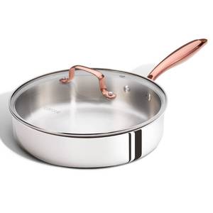 lot 5540 image: CAROTE 10 Inch Tri-Ply Stainless Steel Deep Frying Pan With Lid