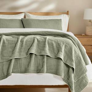 lot 5547 image: Cotton Ribbed Matelass� Coverlet Set King Light Sage Green  Retail $119