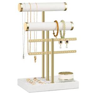 lot 5554 image: Bussdis White Jewelry Organizer Stand for Necklaces, Bracelets, Earrings, Rings