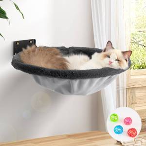 lot 5565 image: JUNSPOW Wall Mounted Cat Hammock Foldable 16.5 x 16.5 in Gray Faux Rabbit Fur