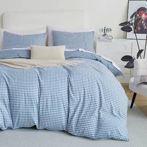 lot 5567 image: Oli Anderson King Comforter Set Blue Gingham Reversible 3-Piece