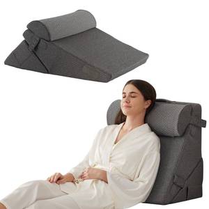 lot 5569 image: Bedluxe Wedge Pillow Set 10-in-1 Adjustable Bed Wedge Dark Grey