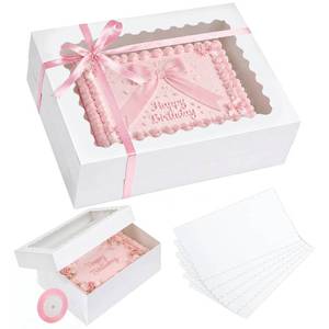 lot 5570 image: Qiqee Sheet Cake Box with Boards, 16x12x4 In, 6 Sets