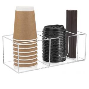lot 5579 image: Suprock Acrylic Coffee Cup Holder 3-Slot Countertop Organizer