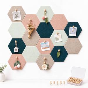 lot 5580 image: Mindsoft Hexagon Felt Bulletin Board Tiles 6.7 x 5.9 in 16 Pcs Green