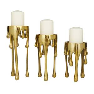 lot 5589 image: CosmoLiving by Cosmopolitan Aluminum Candle Holder Set of 3 Gold 12in 10in 8in  Retail $121.50