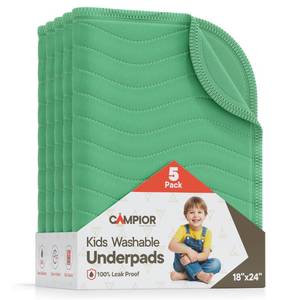 lot 5591 image: Campior Washable Underpads Medium 18 x 24 (Pack of 5) Green