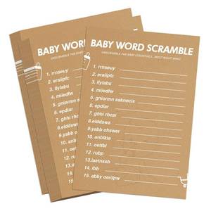 lot 6012 image: GAMSUNSTAR Baby Shower Word Scramble Game 50 Cards with Answer Card