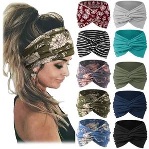 lot 6417 image: Jesries Womens Wide Turban Headbands 10 Pack Non-Slip Assorted Colors