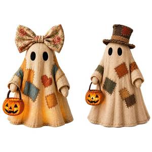 lot 6422 image: Generic Light Up Halloween Ghost Figurines 2 Pack 4.33x2.36 In