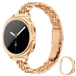 lot 6451 image: G-ficu Slim Metal Band with Case for Samsung Galaxy Watch 8 9 40mm Rose Gold