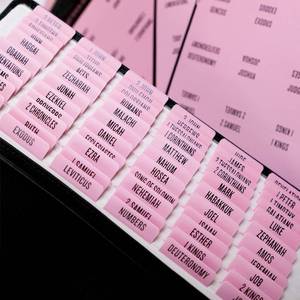 lot 6474 image: UPAFEXXI Laminated Bible Index Tabs, 3D Embossed Black Foil Lettering, Pink