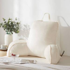 lot 7366 image: StarAneer Reading Pillow for Sitting in Bed Adult Velvet Beige L