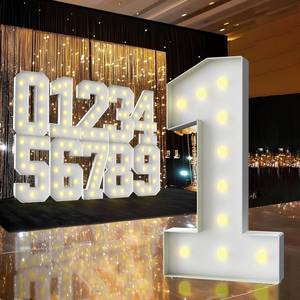 lot 7373 image: ZFUNBO 3FT Marquee Light Up LED Number 1 Sign