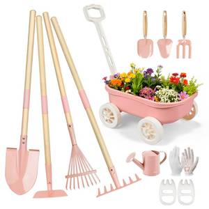 lot 7384 image: Grenebo Kids Gardening Tools Set 11 Piece with Wheelbarrow