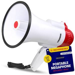 lot 7396 image: Croove Rechargeable Megaphone Bullhorn 1000 Yard Range Siren & Music
