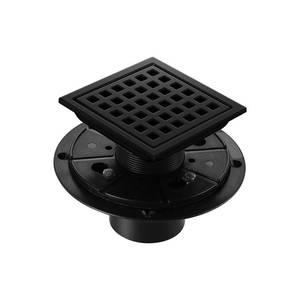 lot 7398 image: Bawojihui Shower Floor Drain 4 Inch Square Matte Black 304 Stainless Steel