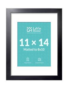 lot 7408 image: LaVie Home Black Picture Frame 11x14 Fits 8x10 with Mat