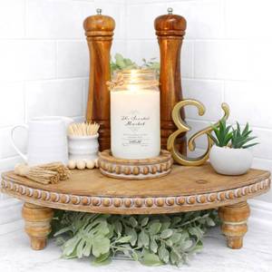 lot 7413 image: Felt Creative Home Goods Wooden Corner Shelf Stand with Removable Feet