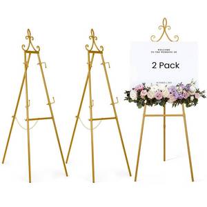 lot 7419 image: Victawks 2 Pack Gold Easel Stand for Sign, 53.9 Inch