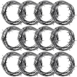 lot 8132 image: Easywiny Silver Rusted Fake Barbed Wire Halloween Decor 98 Ft 12 Pieces