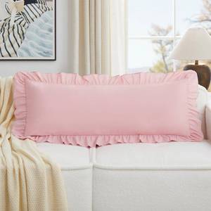 lot 8147 image: KKJIAF Ruffled Lumbar Pillow Covers Light Pink 36x14 Inch Set of 1