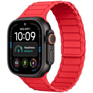 lot 8160 image: THWALK Magnetic Solo Loop Silicone Band for Apple Watch 4946454442mm, Red