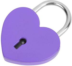 lot 8163 image: JJLFresheners Mini Heart Shaped Metal Keyed Padlock Purple