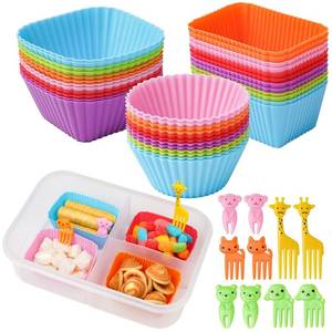 lot 8197 image: Doiaz Silicone Lunch Box Dividers 46 Pcs Bento Bundle