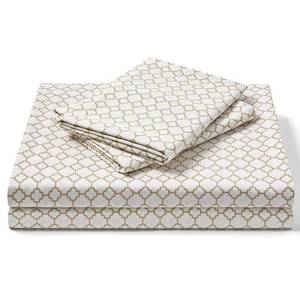 lot 8200 image: FreshCulture Floral Bed Sheet Set King Size 4 Piece Brushed Microfiber Jali