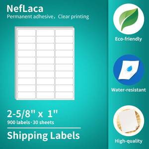 lot 8213 image: NefLaca White Shipping Address Labels 1 x 2-58 900 Labels