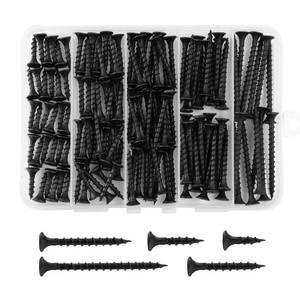 lot 8226 image: Kvohlum 170 Pcs Drywall Screws Assortment Kit #6 Coarse Thread Black Phillips