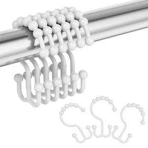 lot 8236 image: Amazer Double Plastic Shower Curtain Hooks White Set of 12