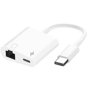 lot 8240 image: 1STCHAMP 2-in-1 USB-C to RJ45 Ethernet Adapter with 60W PD Charging Port
