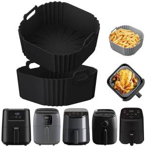 lot 8271 image: LYHOLKEER Silicone Air Fryer Liners 2 Pack 5.5 Inch Square for 1-2.1 QT Fryers