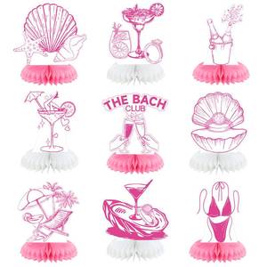 lot 8283 image: Amyhill Bachelorette Honeycomb Centerpieces 9 Pcs Beach Pink Seashells
