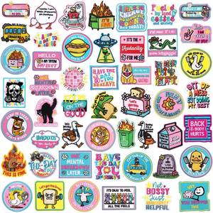 lot 8287 image: Pink Cartoon Iron On Patches 50 Pcs Embroidered Applique